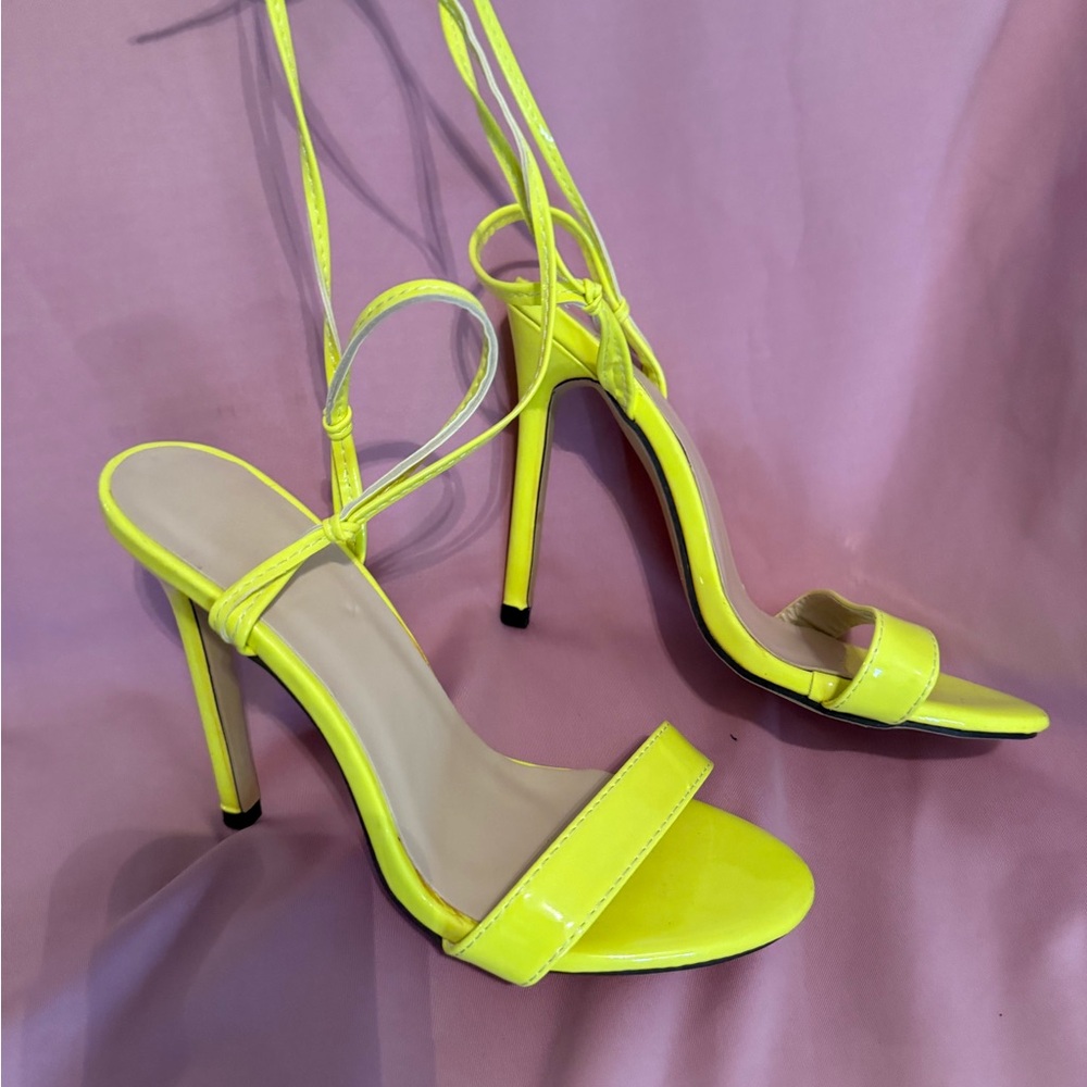 Neon Yellow Strappy Heels